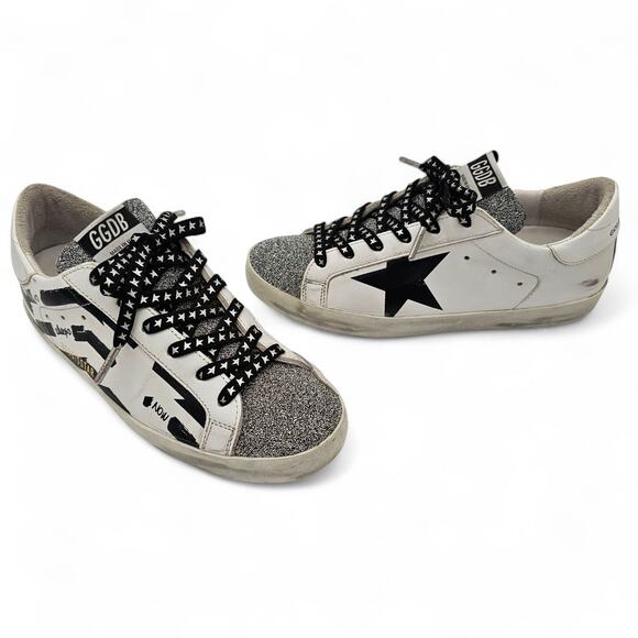 Golden Goose Superstar Sneaker Swarovski Crystal White Black Leather 38 US 8 - Picture 1 of 12